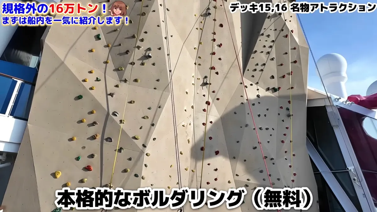 デッキ15・16のボルダリングウォール（無料）